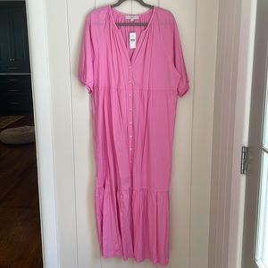 Loft Pink button up maxi dress XXL - NWT